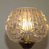 French Vintage Retro Mid Century Black & Gold 4 Arm Chandelier with Glass Shades 5015