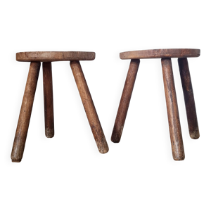 paire de tabourets tripodes - art populaire