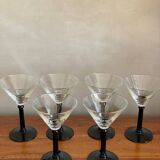 6 black stemmed glasses