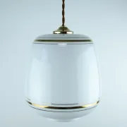 Vintage White Glass Gold Accented Mid-Century Modern Lamp
