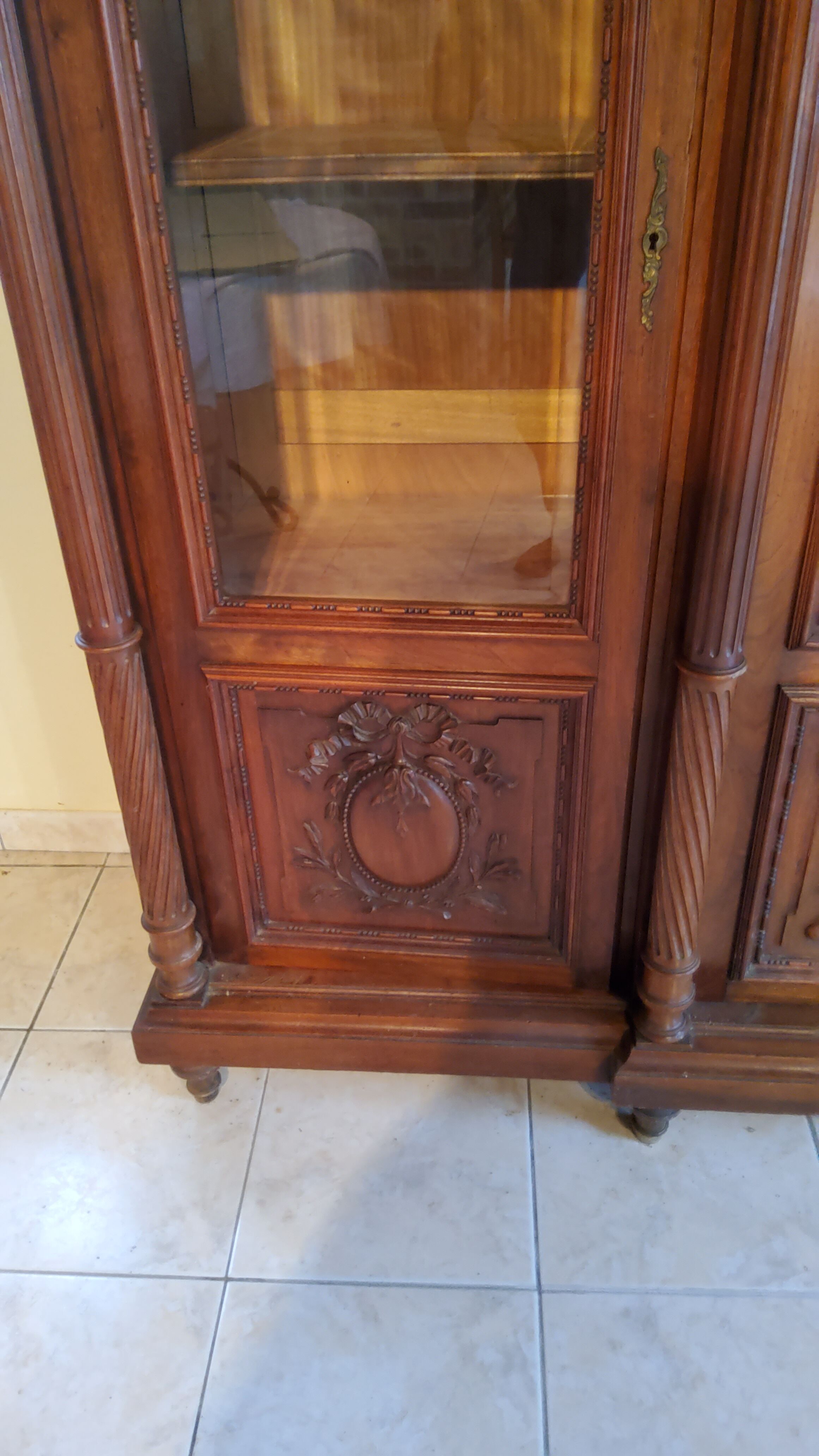 Late nineteenth century Louis XVI style library in walnut