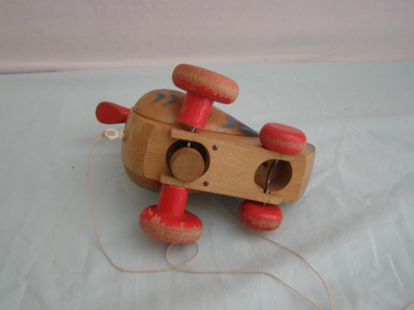 Old articulated wooden toy Duck, to pull
