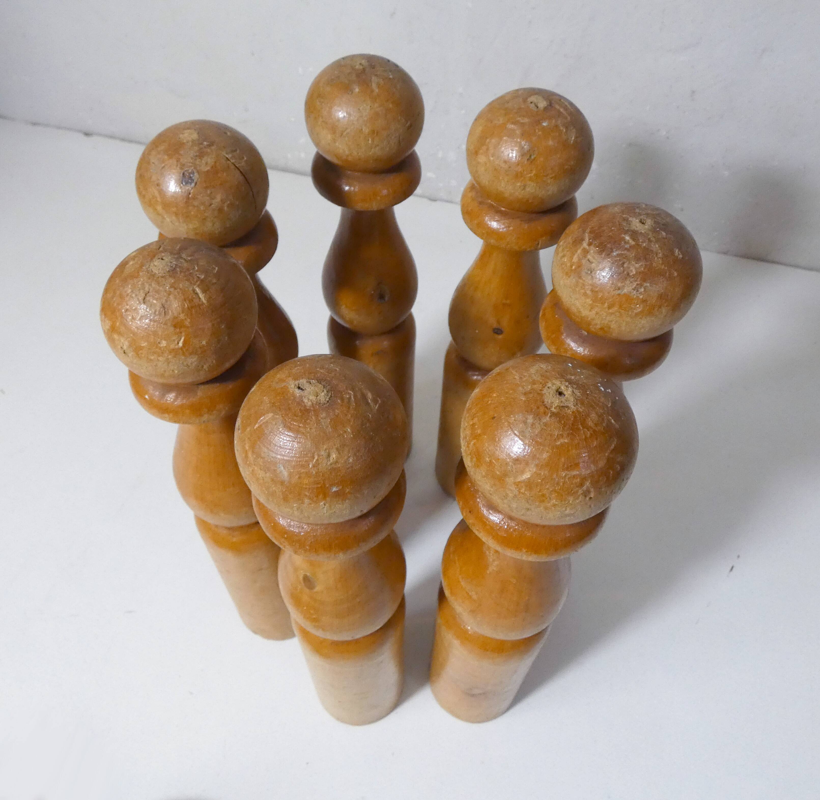 Old wooden bowling game