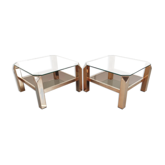 Pair classic Belgo Chrome side tables