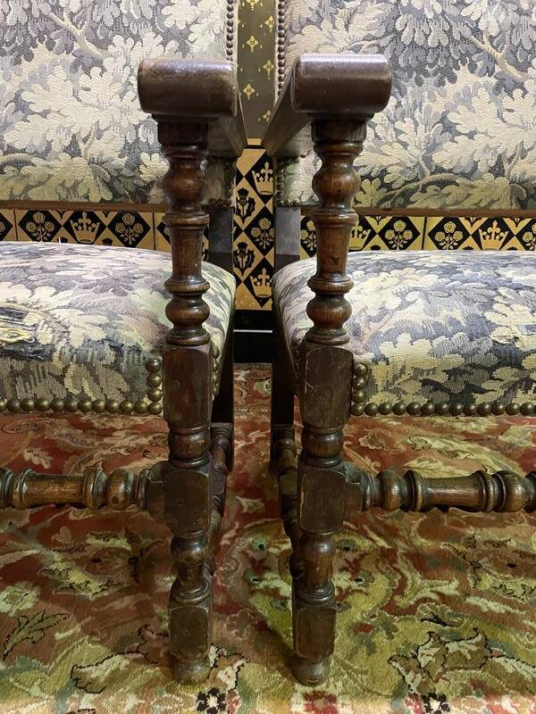 Pair of Louis XIII style armchairs