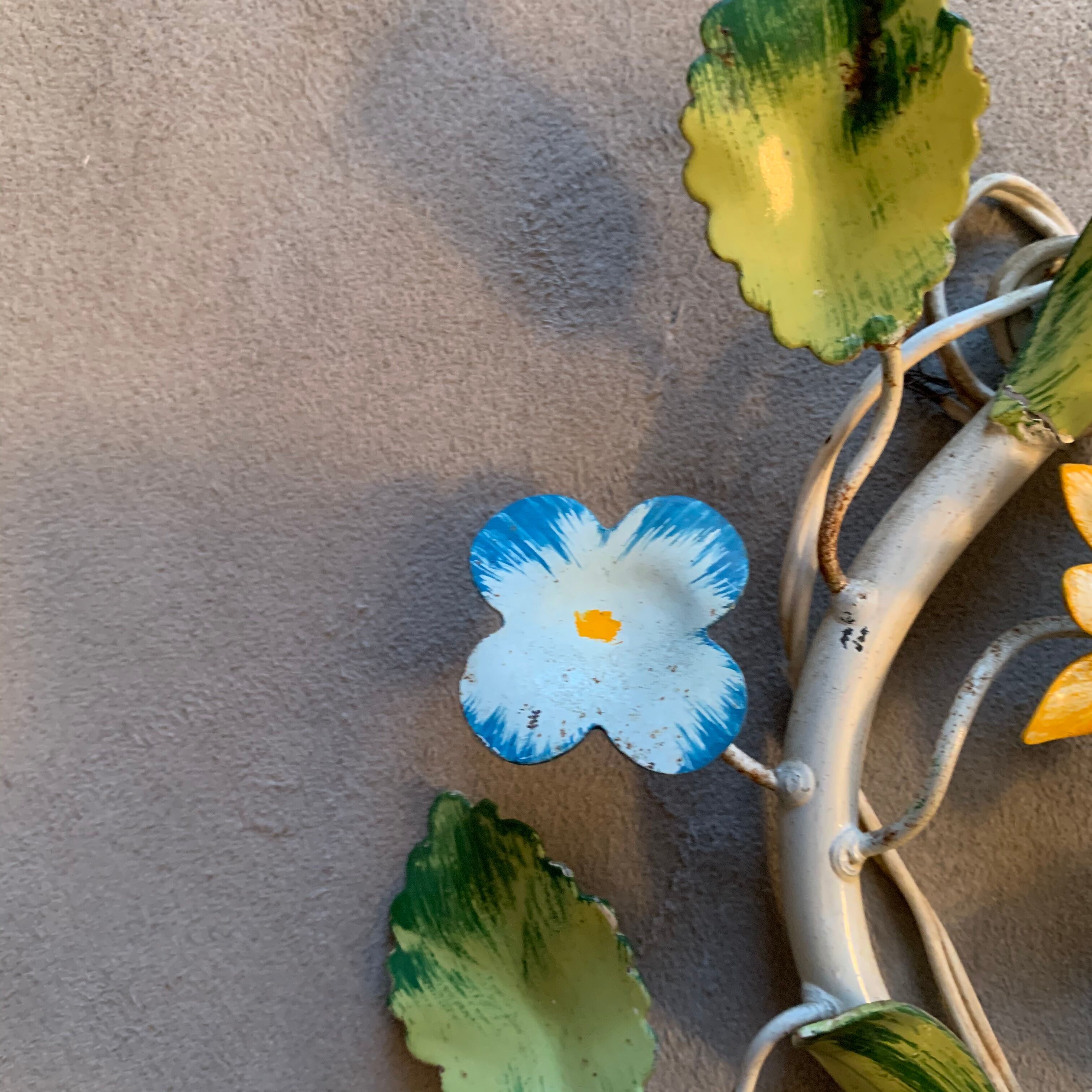 Colorful painted metal floral wall light