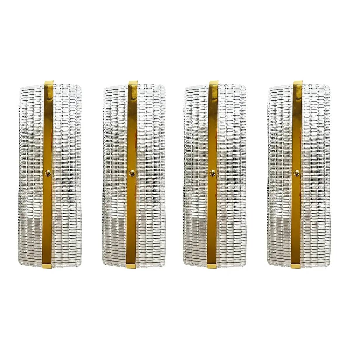Contemporary Luxury Murano Glass Wall Sconces with Gold Finish — 4 Set