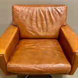 Swivel armchair leather Scandinavian design 1950.