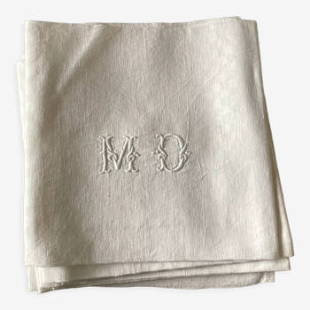 4 serviettes de table avec monogramme en coton