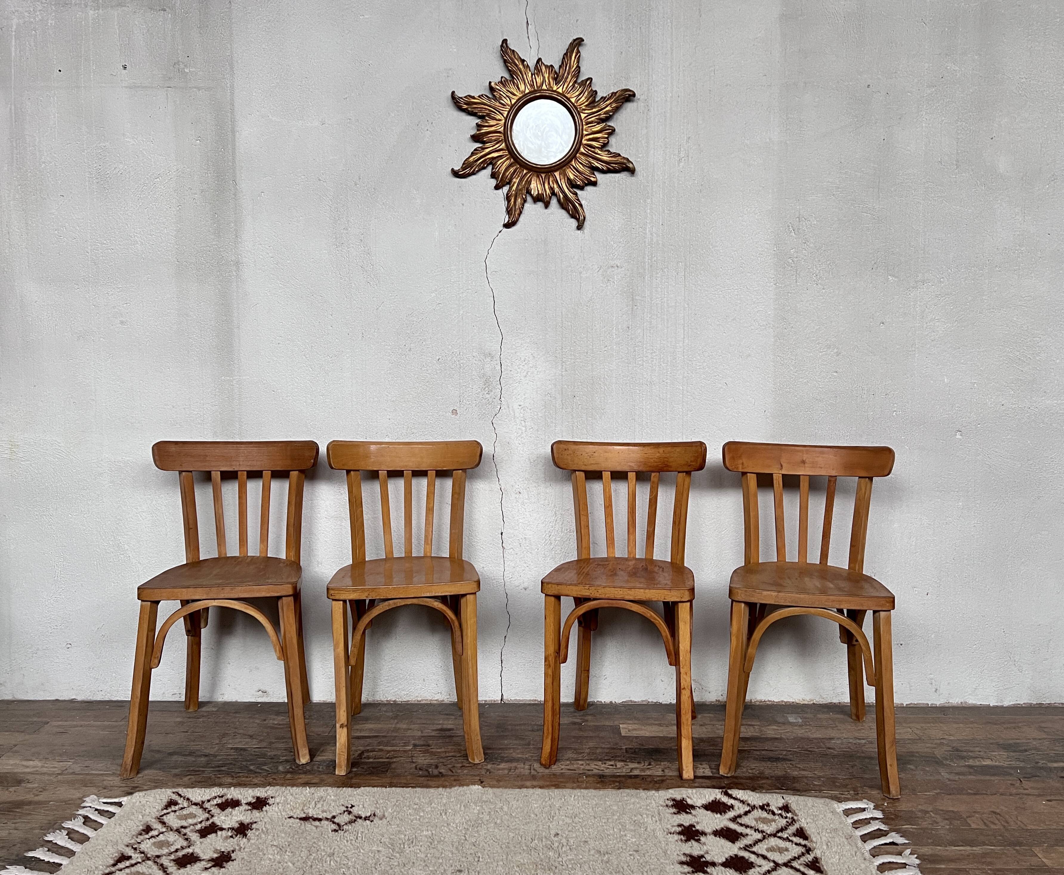 Série 4 chaises en bois  1950