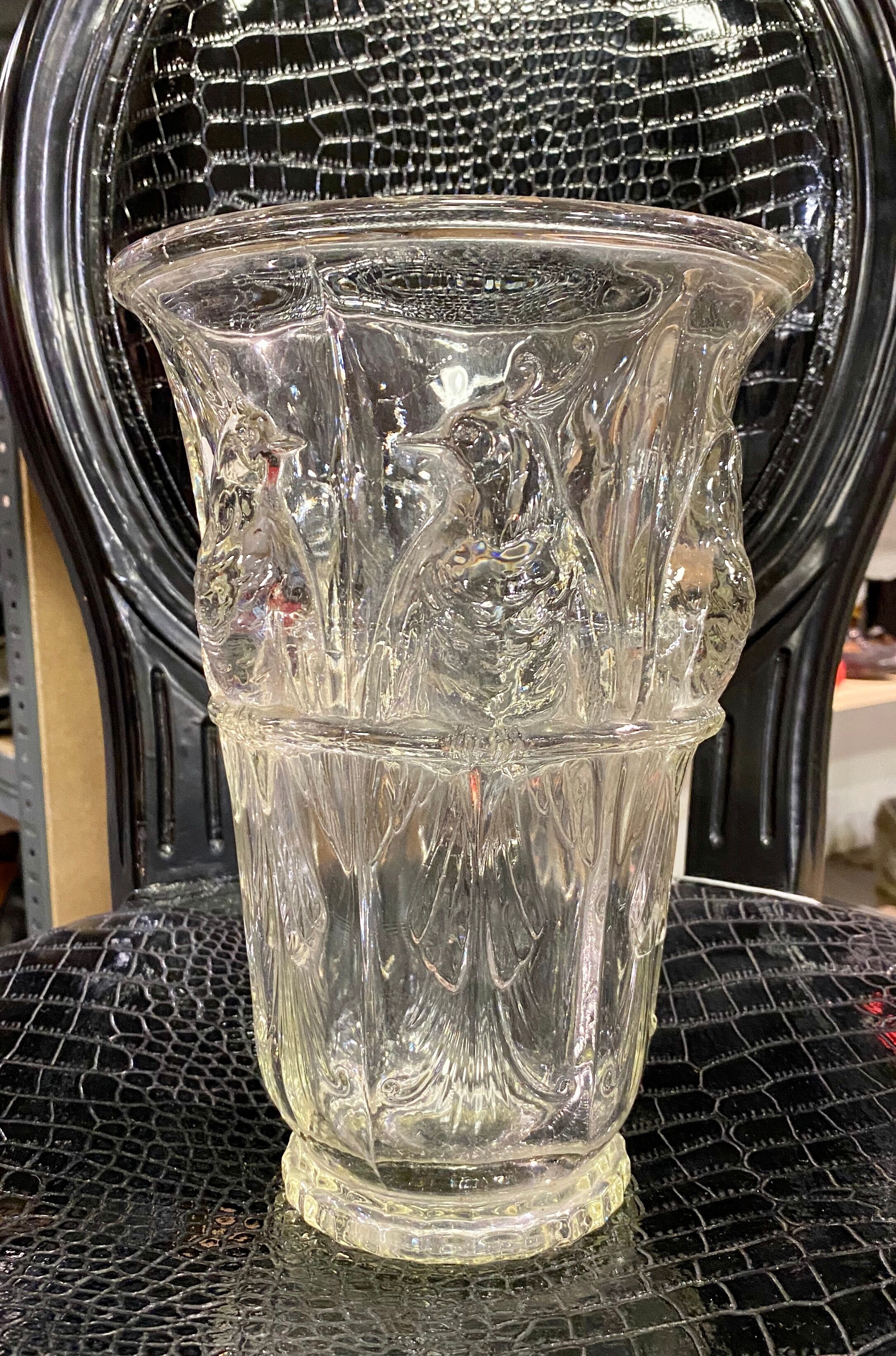 Art deco pressed molded glass vase