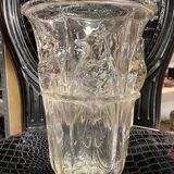 Art deco pressed molded glass vase