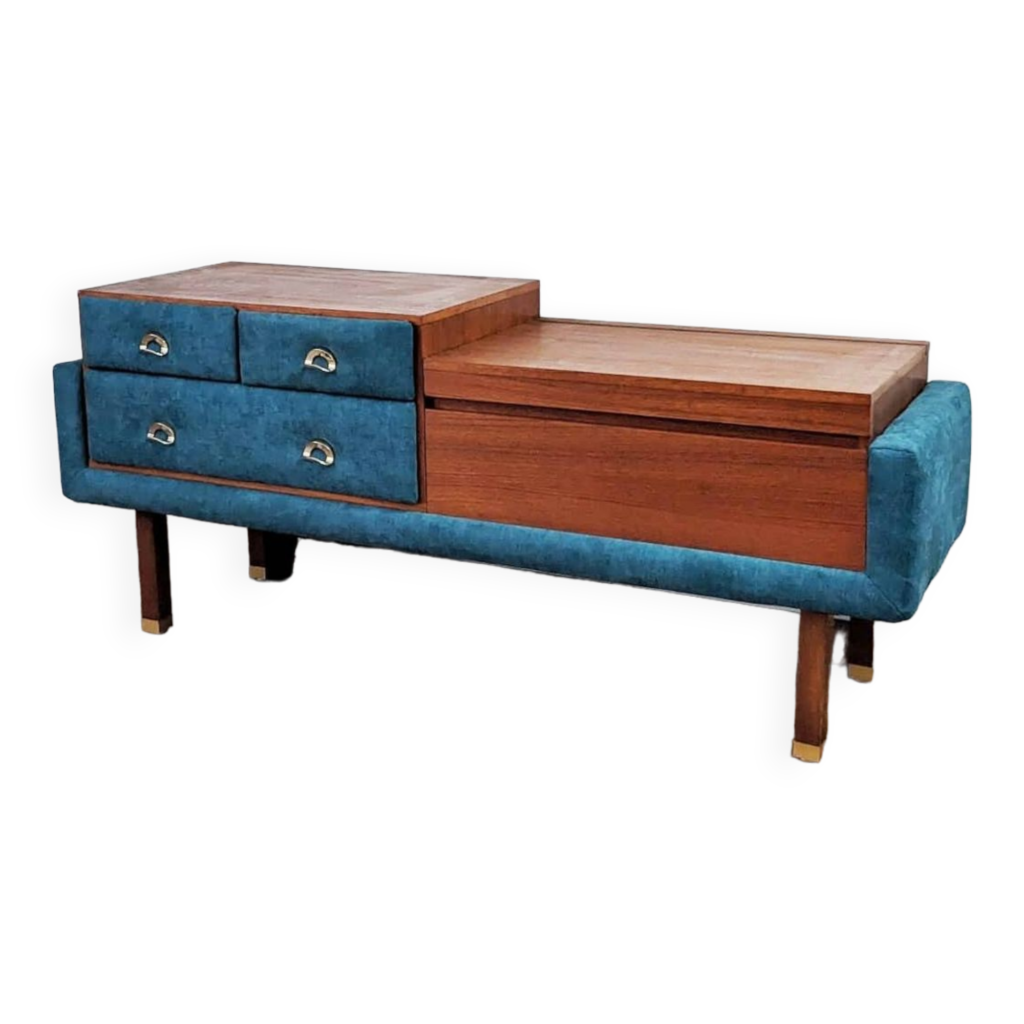 Teak and Brass Dressing Table Roger Landault