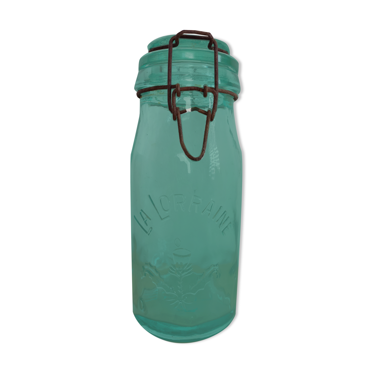 Molded glass jar jar canned vintage blue