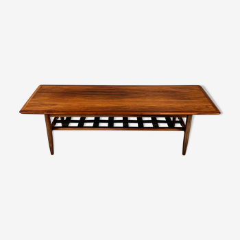 Mid Century Rosewood and Leather Coffee Table by Topform, 1960s