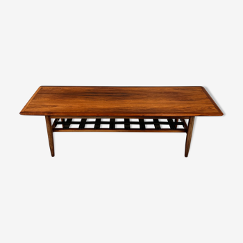 Table basse en palissandre et cuir du milieu du siècle par Topform, années 1960