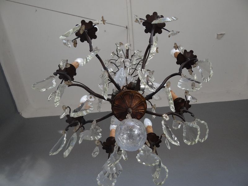 Hanging crystal chandelier and bronze 1900