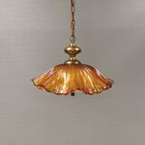Hanging lamp in multiple layers glass and brass, by Vitrika Denmark 1980s