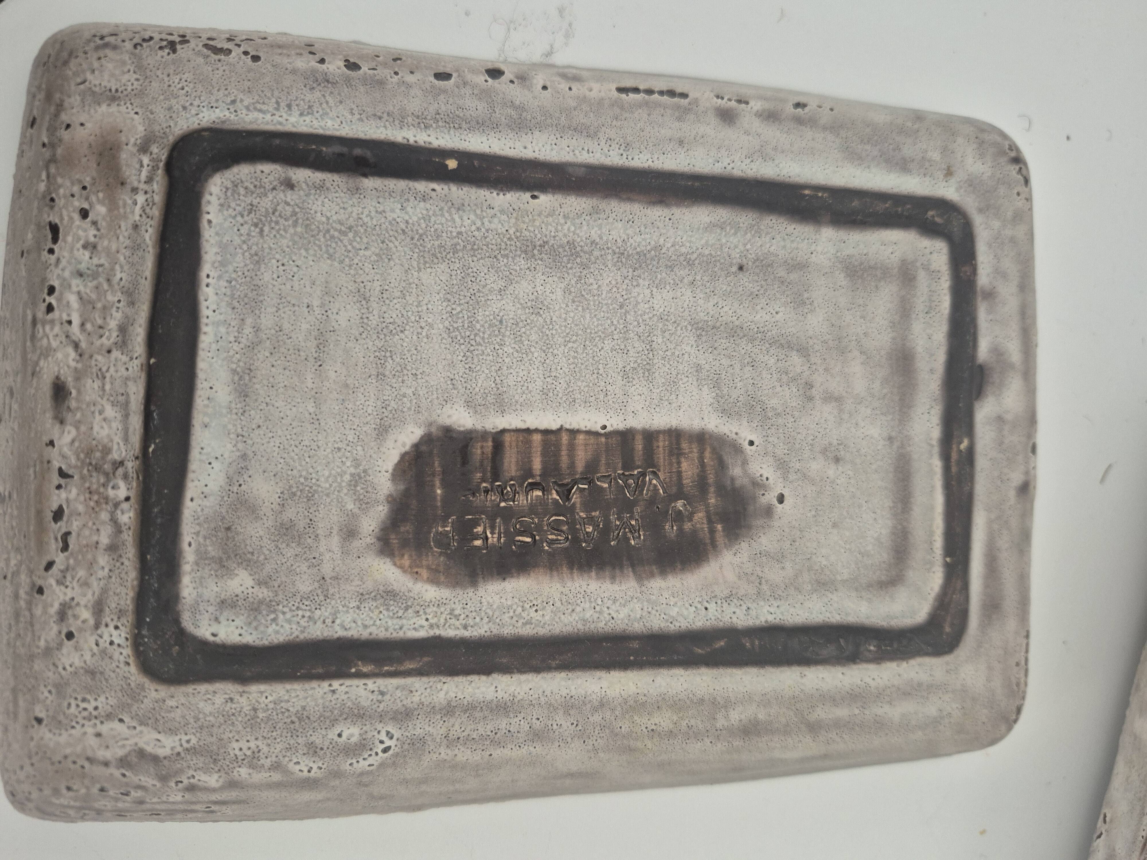 Massier Vallauris enamelled ceramic pocket emptier – polychrome floral decoration