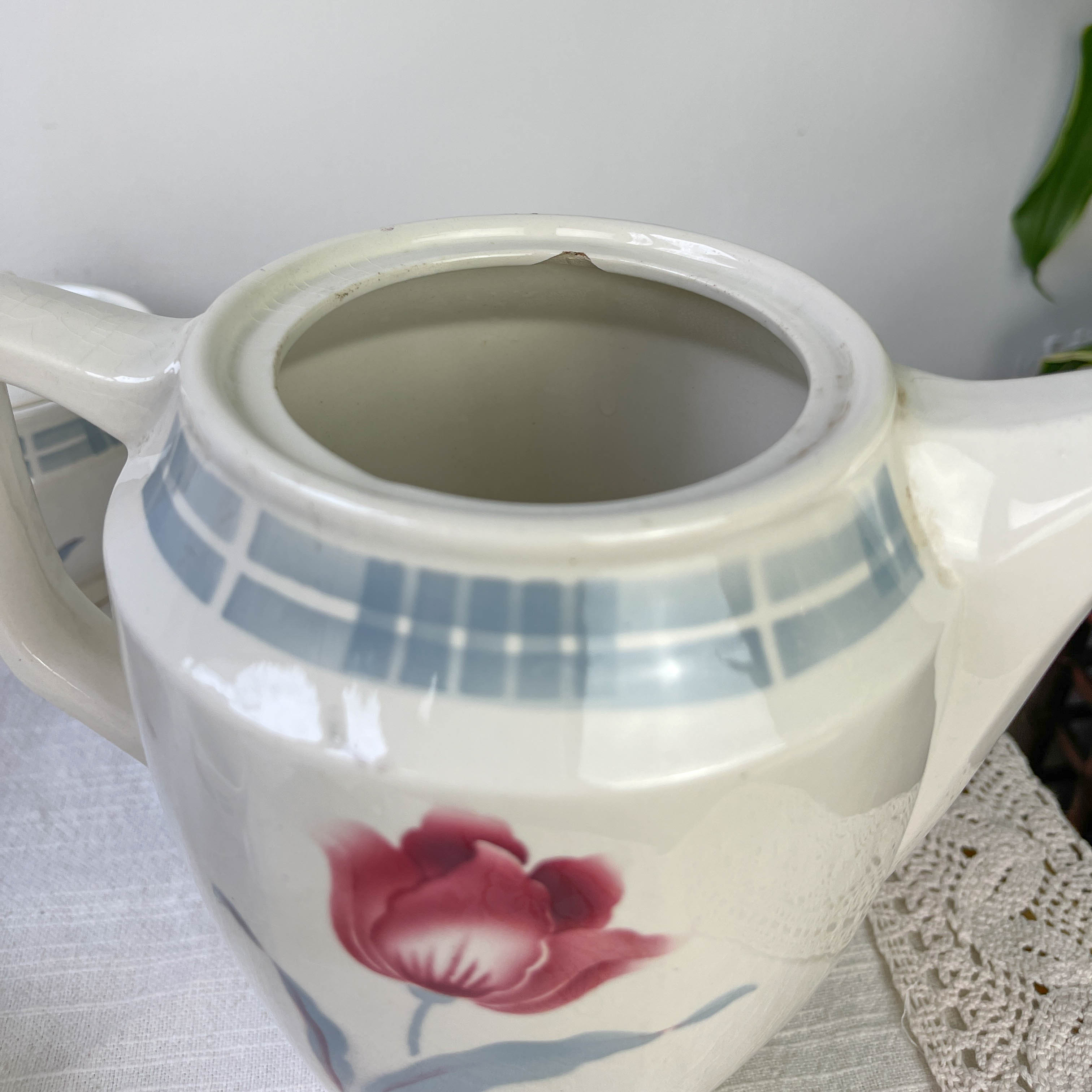 Vintage tea set in Sarreguemines flowered earthenware, "Troyes" model