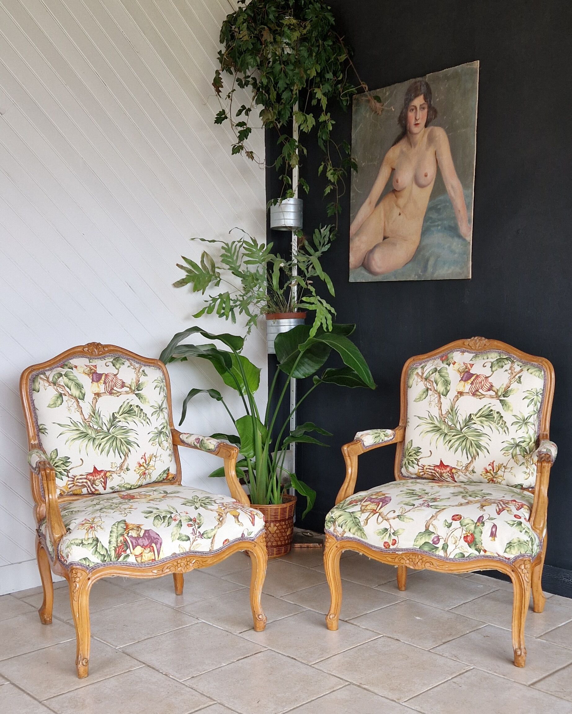 Pair antique armchairs