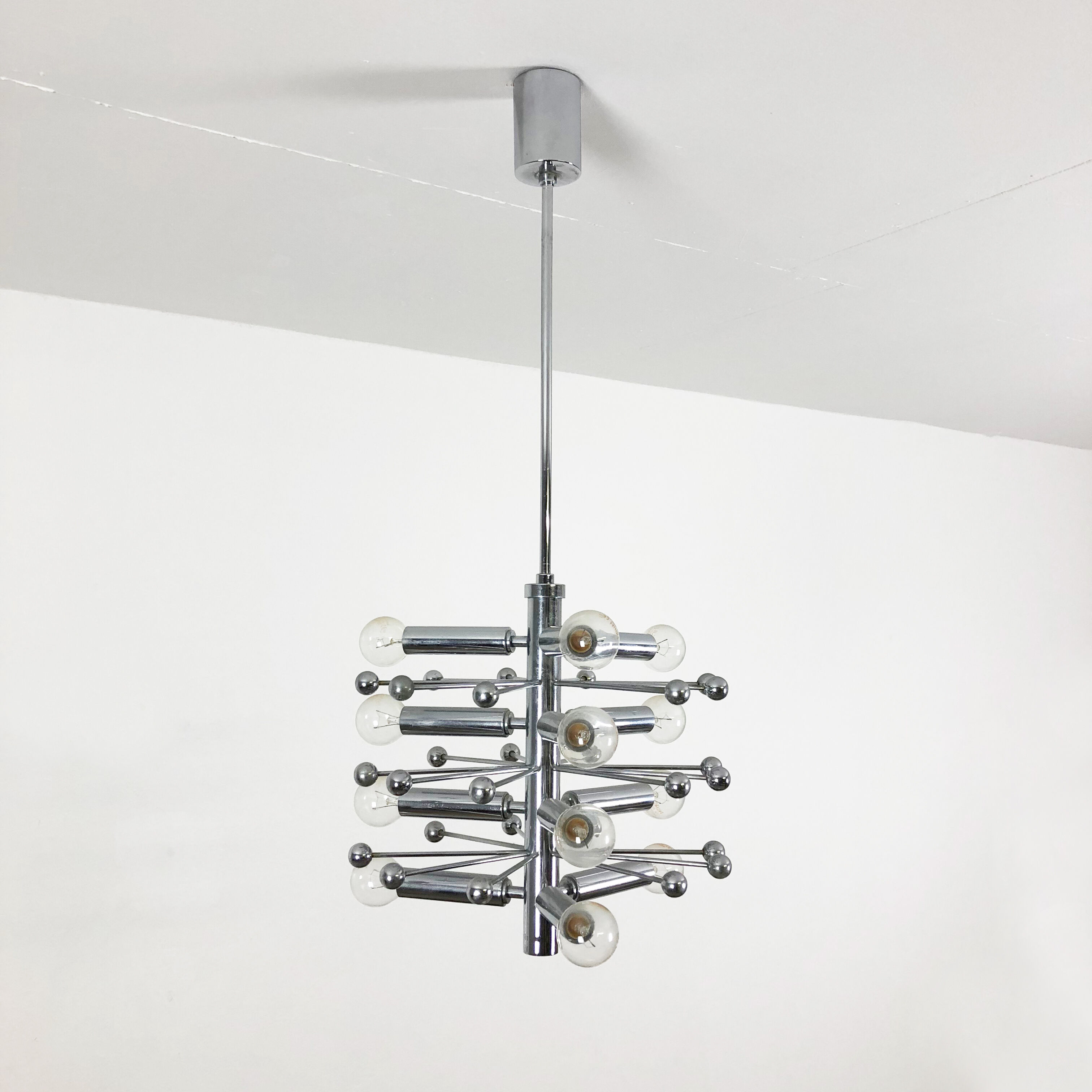 Modernist Chrome Sputnik Hanging Light, Cosack Lights 1970s, Germany
