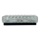 Rectangular wall lamp in molded glass and black metal from the 60s