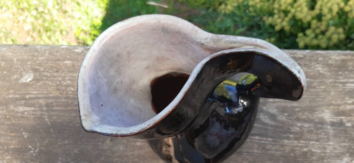 Enamelled terracotta pitcher, France, 1950s