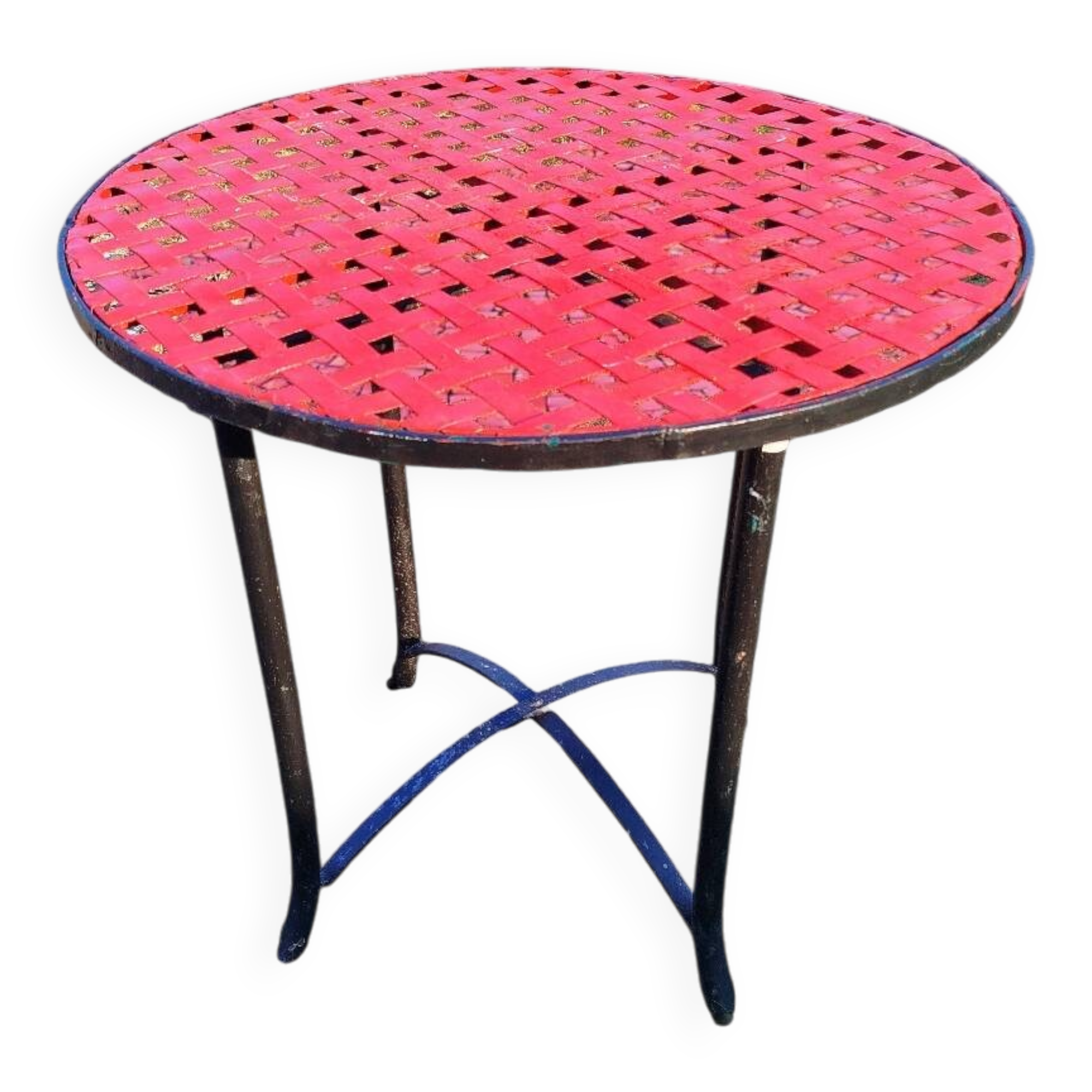 Red wrought iron table 1930