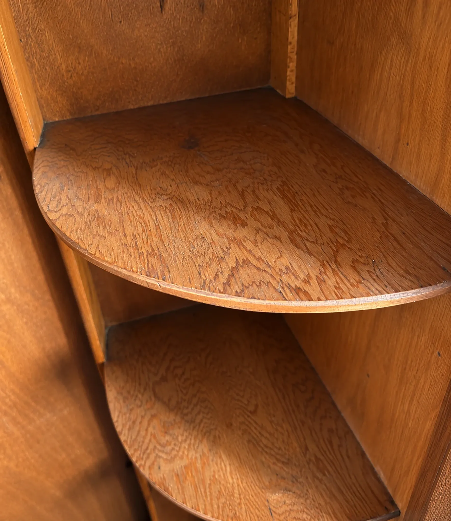 Small English oak wardrobe from the early 20th century with unusual proportions, a rarity.