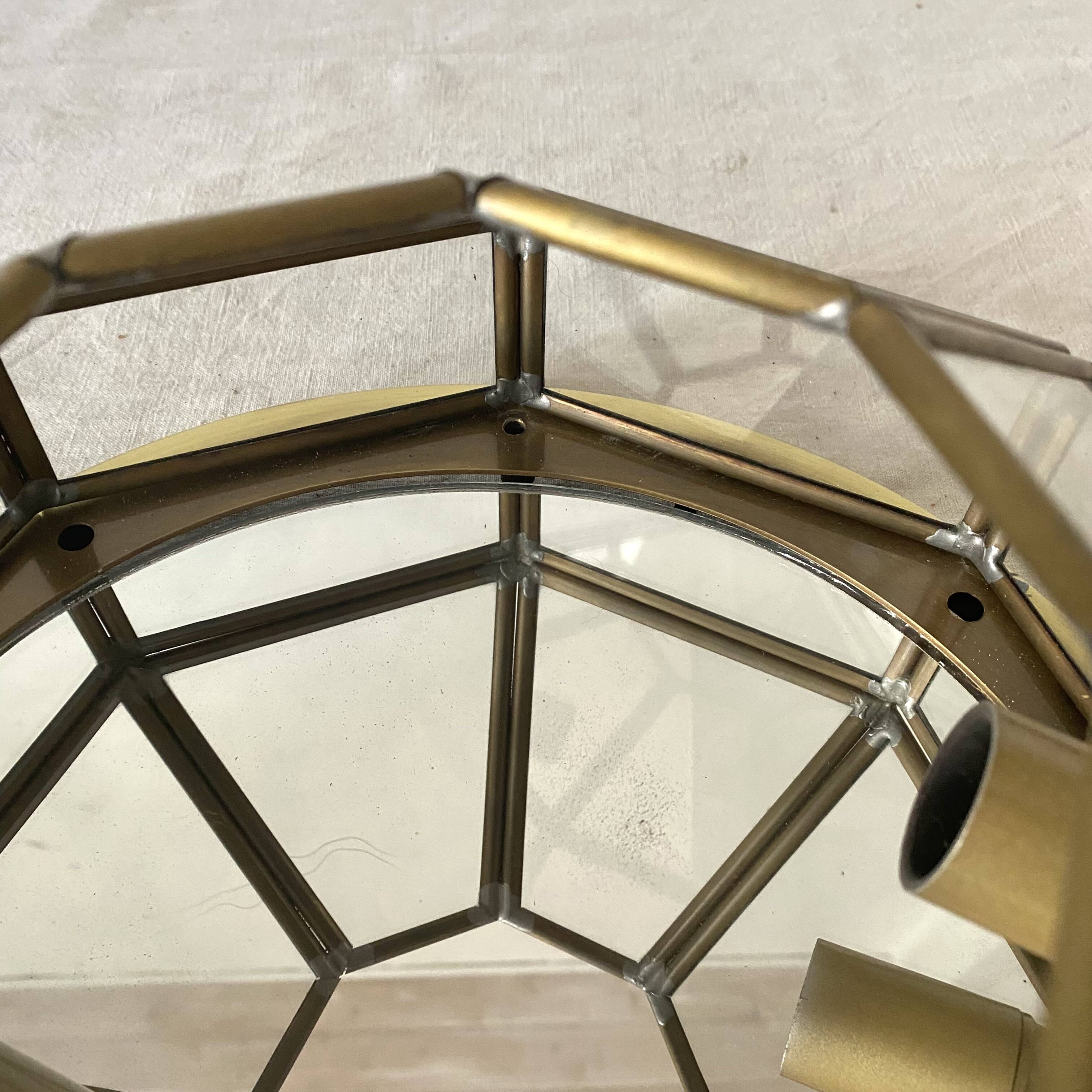 Faceted glass and brass ceiling light