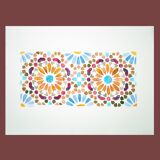 Original watercolor Arabic tile. Arabic tile painting. Watercolor Mozarabic pattern. Mozarabic pattern.