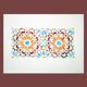 Original watercolor Arabic tile. Arabic tile painting. Watercolor Mozarabic pattern. Mozarabic pattern.