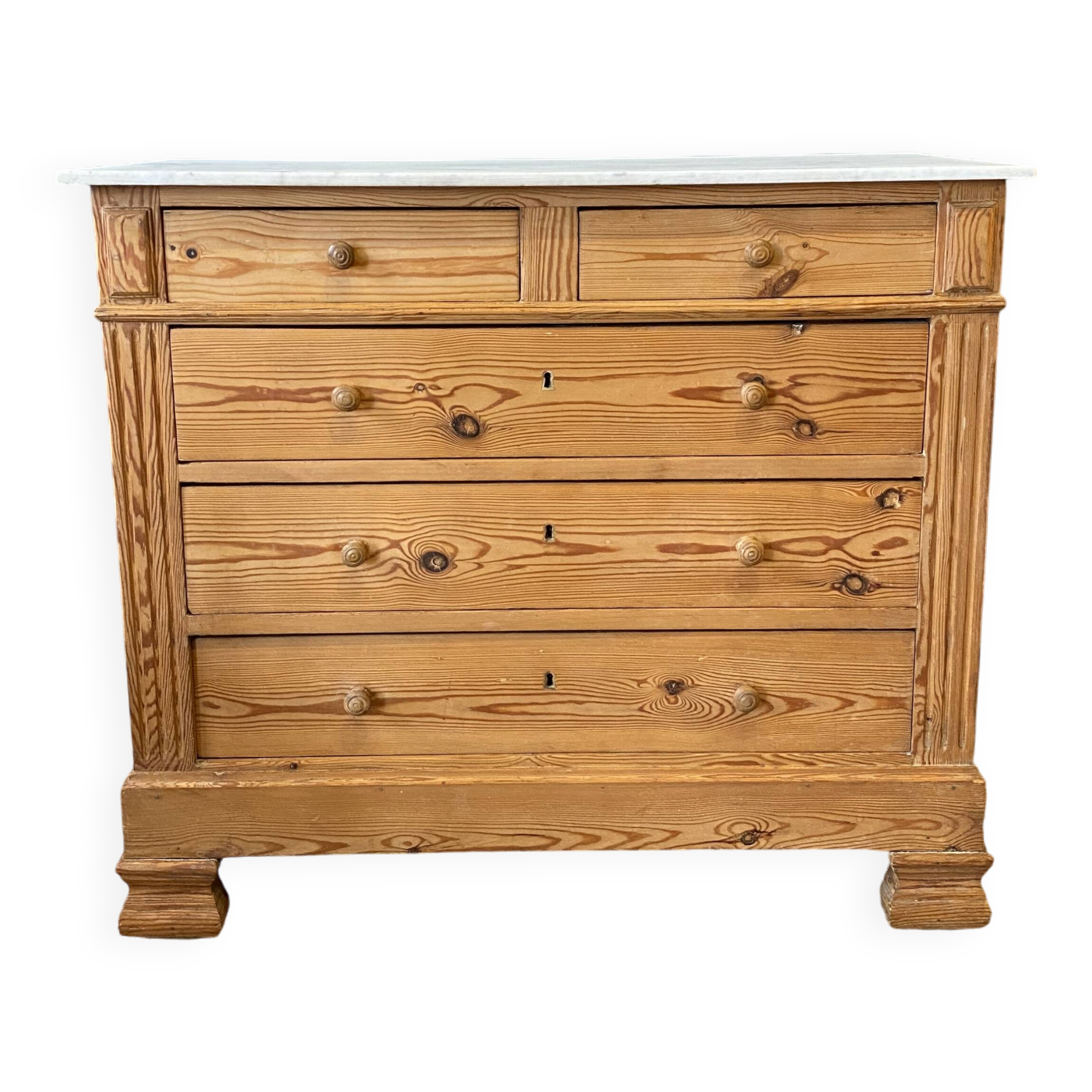 Antique chest of drawers in pitch pine, circa 1900