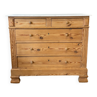 Antique chest of drawers in pitch pine, circa 1900