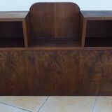 Art Deco headboard with two doors and 3 niches in walnut veneer