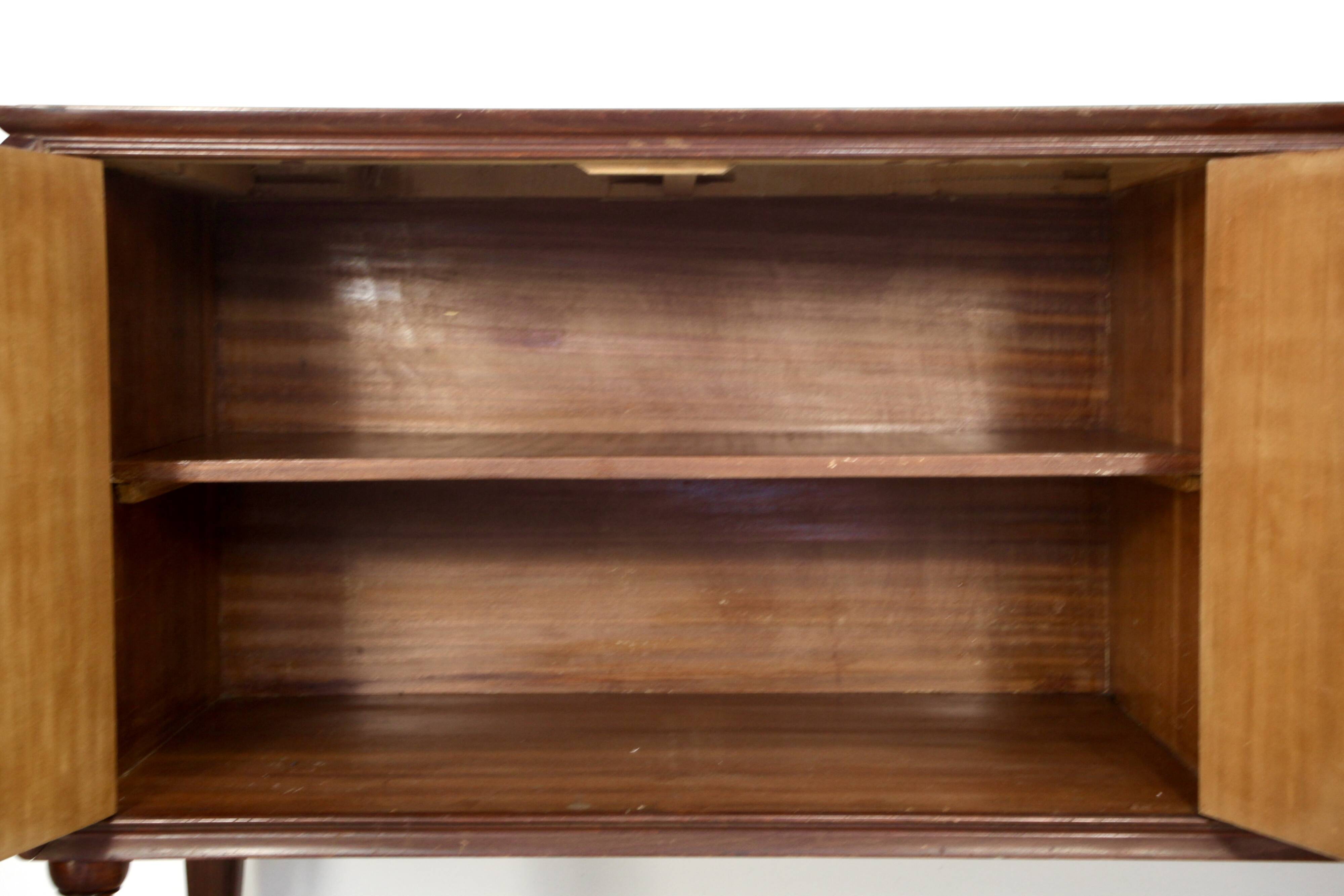 Midcentury Italian Sideboard In Walnut Root And Brass.