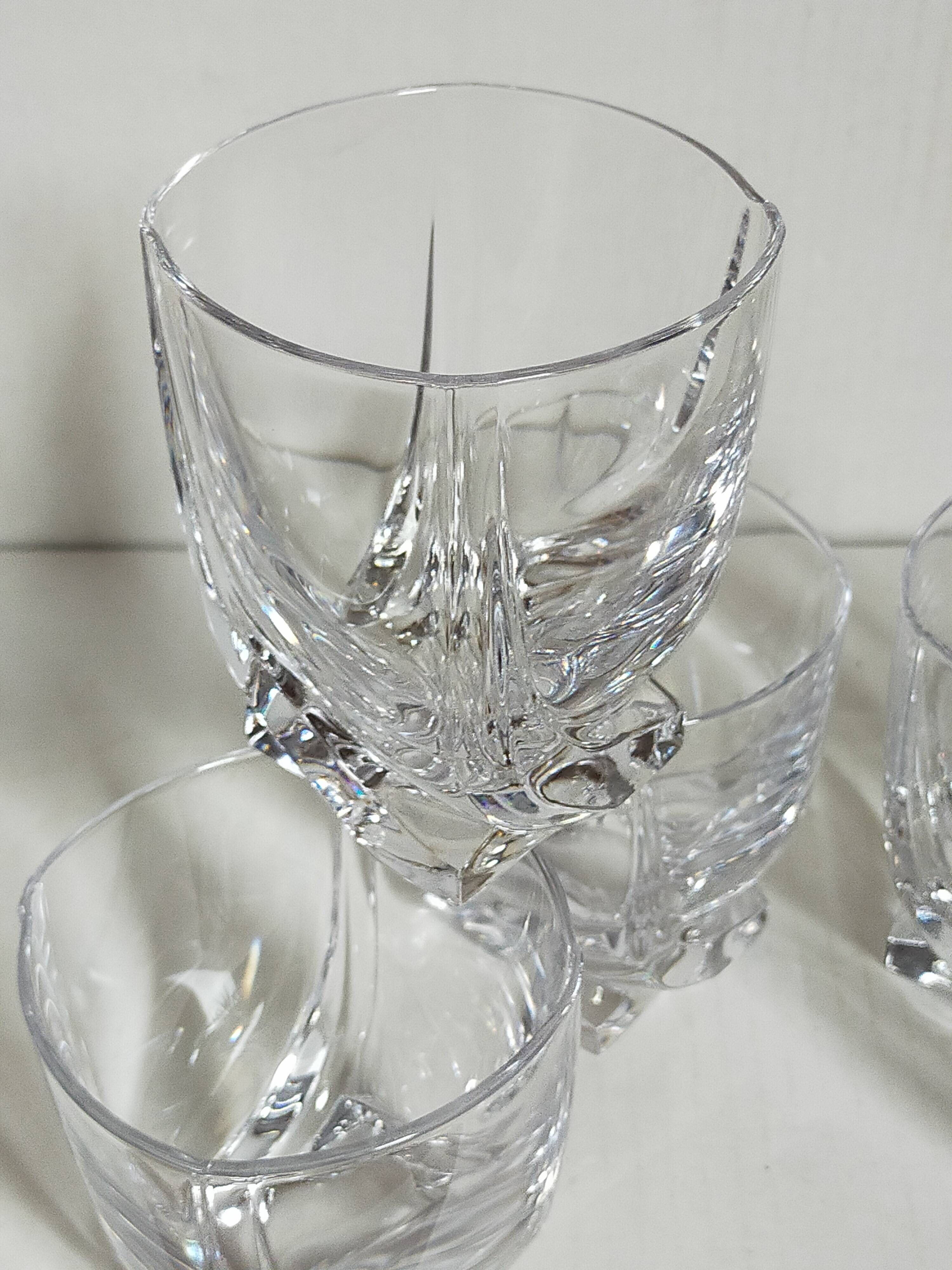 Five vintage crystal whiskey glasses