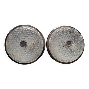 Paire d'appliques en métal et verre taillé, France