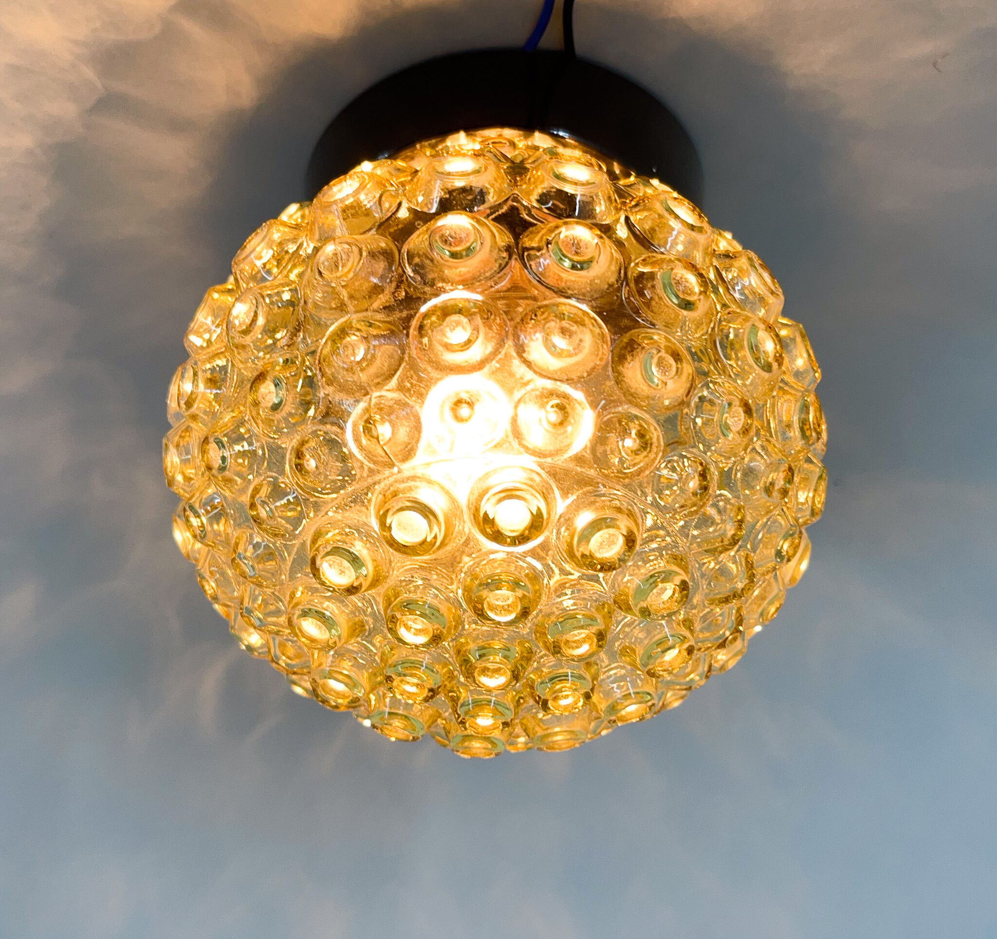 Mid-century bakelite & pressed glass wall lamp, czechoslovakia, 1950's