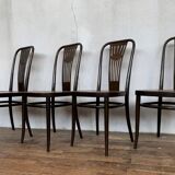 Lot 4 chairs bistrot wood curve stamp tuna and decor seat art nouveau