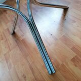 Space Age 1970s chrome and glass round table