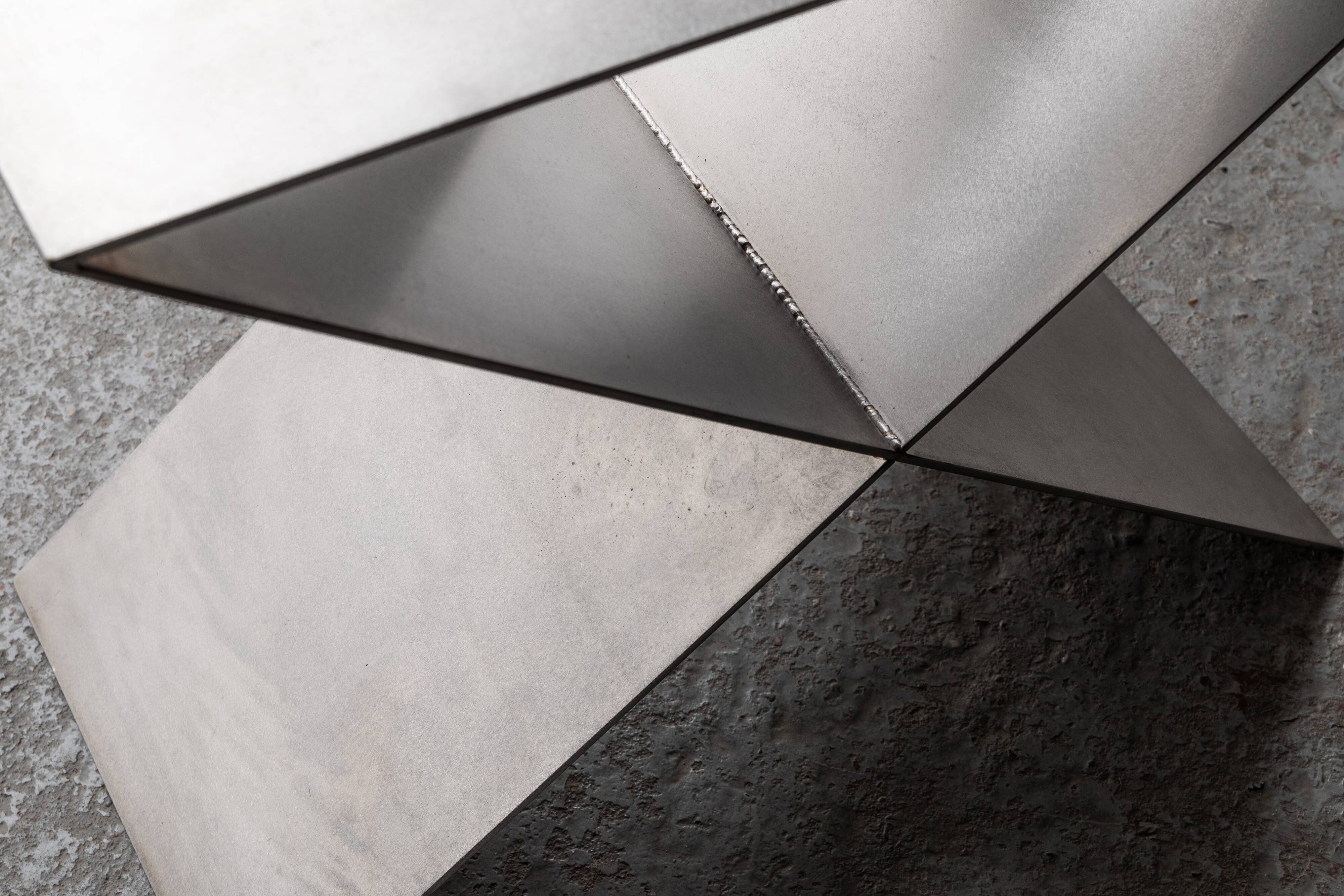 Contemporary stainless steel side table by Lena Coupez, Belgium, 2024