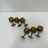 6 Brass Wine Table Goblets Cup Decorative Hollywood Regency Vintage 1960s
