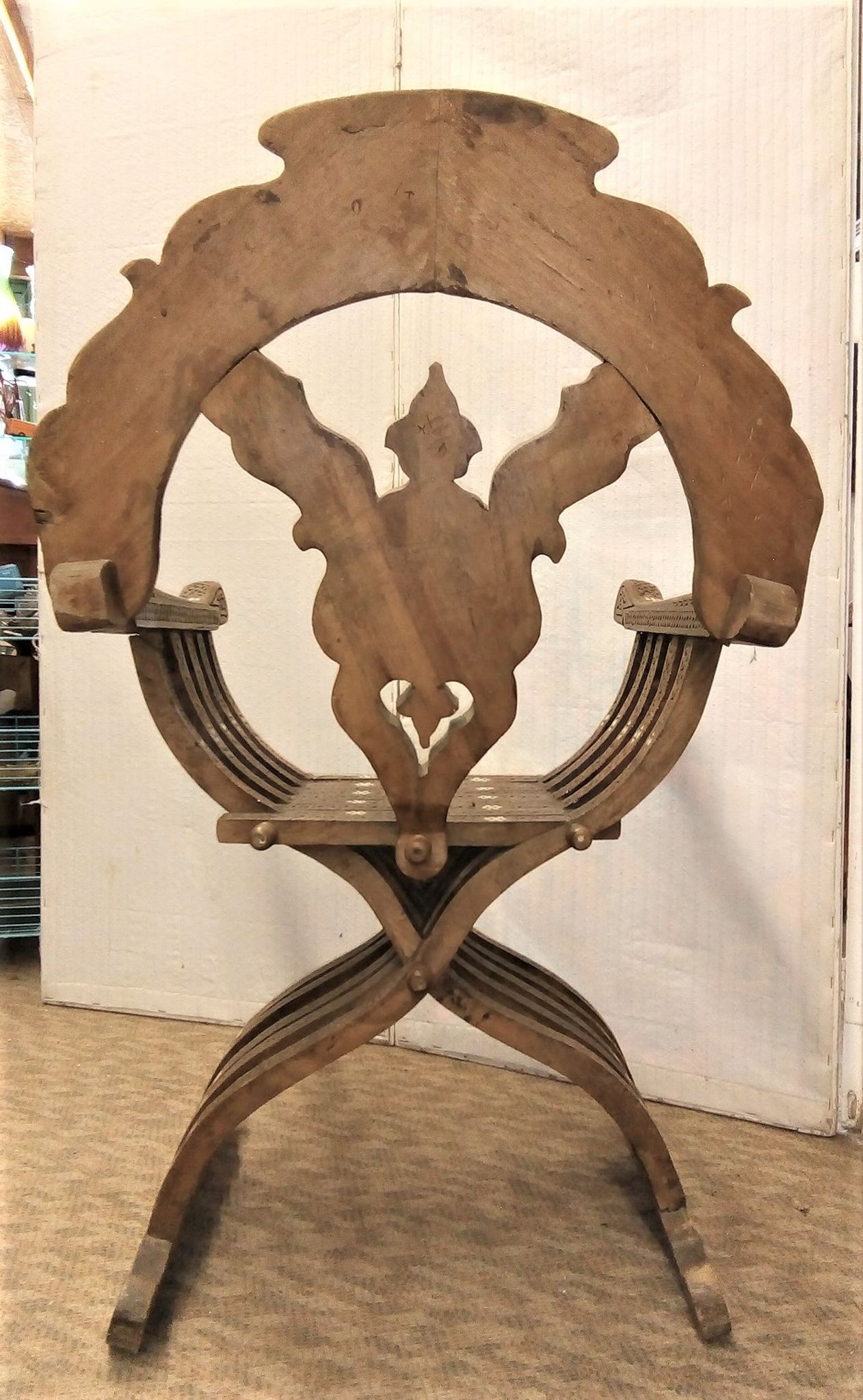 Old Syrian ethic armchair wood and mother-of-pearl