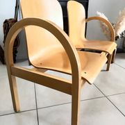 Vintage blonde wood two-seater bench by Baumann