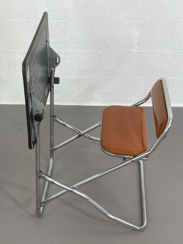Pupitre pliable écolier vintage assise en similicuir