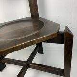 Set of 4 architectural brutalist dining chairs in beech wood, 1970s