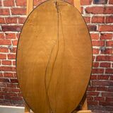 Oval mirror with wooden frame