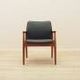 Lounge chair by Grete Jalk, solid teak frame, black leather upholstery, Denmark, 1970s